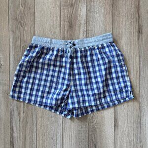 Gap Blue Plaid 100% Cotton Sleep Shorts Womens Small Pajamas Sleepwear